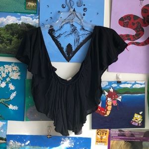 Black flowy crop top